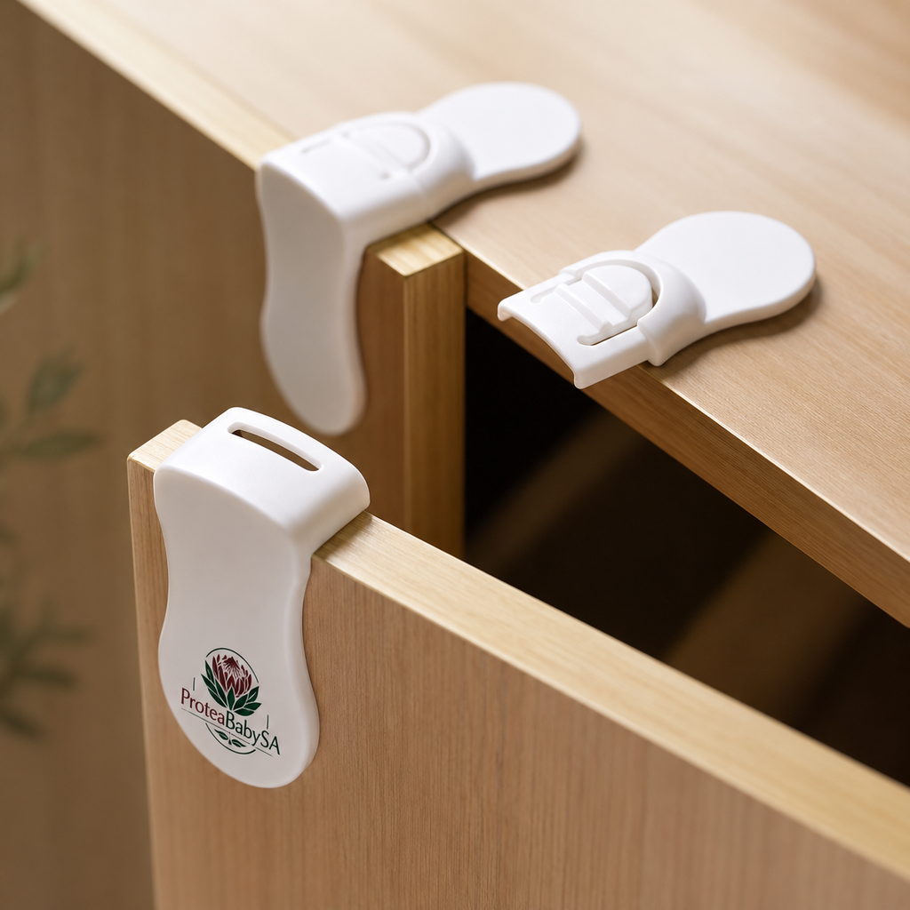 5 Child Safety Locks for Cabinets, Drawers, Toilets, Refrigerators.