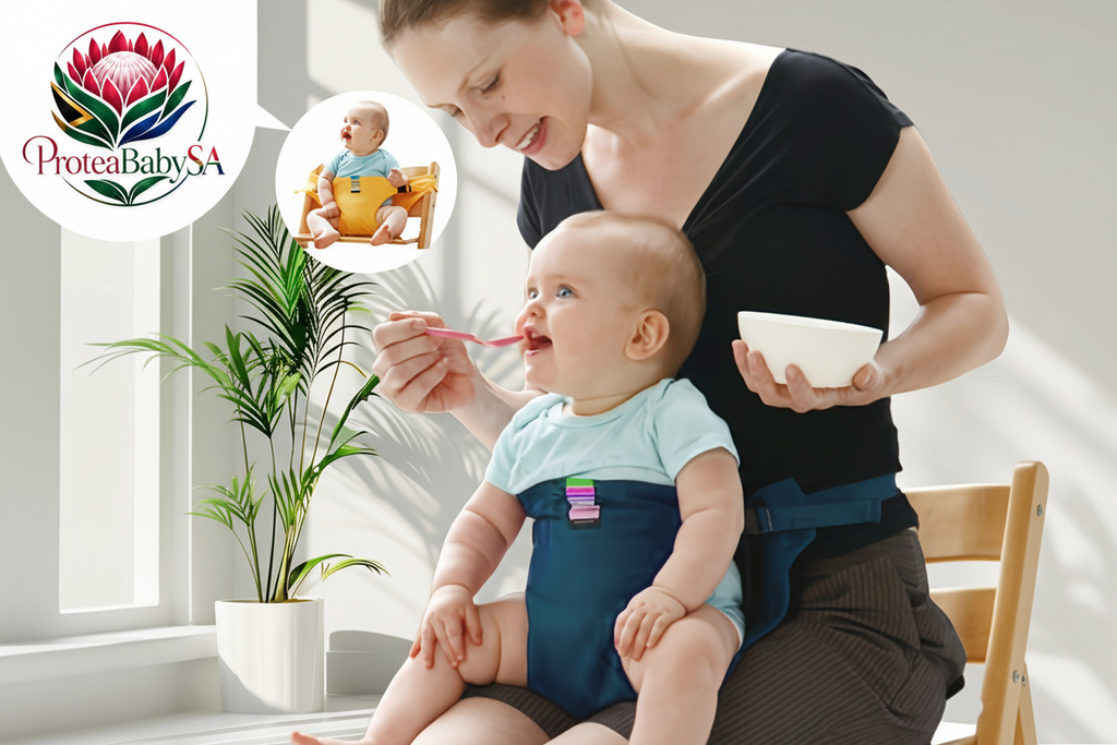 Baby Chair Strap Lifestyle with ProteaBabySA Logo